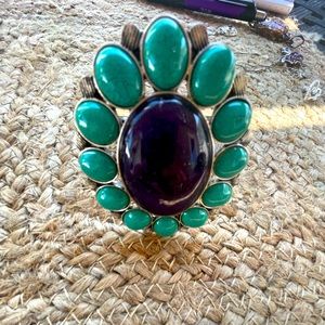 Vintage 1970’s hinged imitation purple and teal turquoise cuff